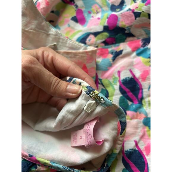 Lilly Pulitzer Cabrey Tropical Pina Colada Club Pink Tassels Shift Dress Sz 0 - Picture 8 of 12